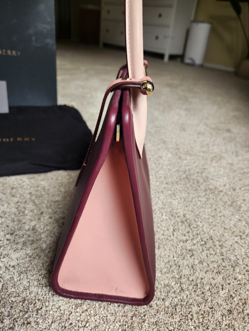 Strathberry Midi Tote - Full Set - Like New (Tri Color Burgundy/Pink/Rose) - Picture 6 of 14